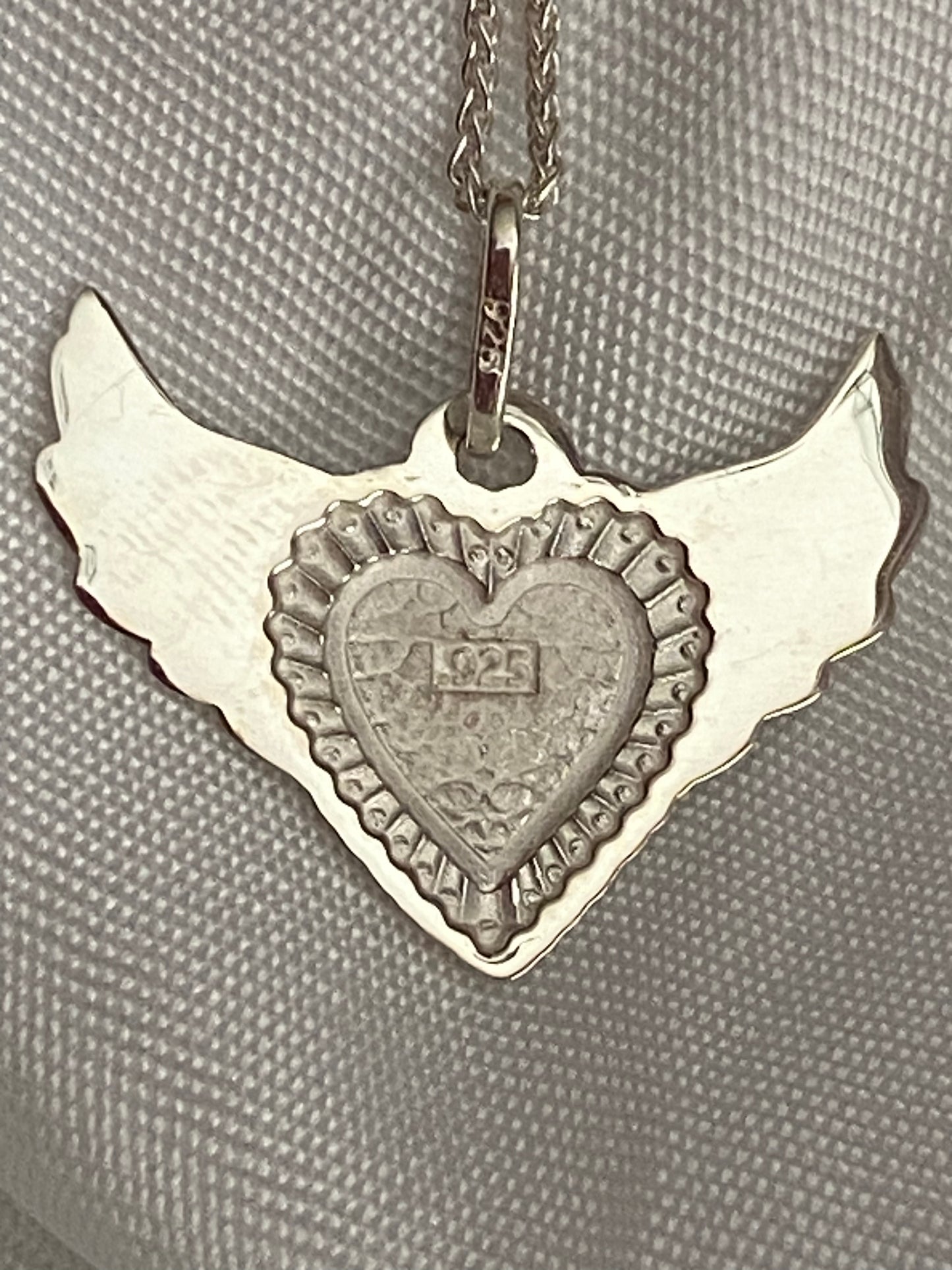 .925 Silver Heart with Wings Pendant with chain