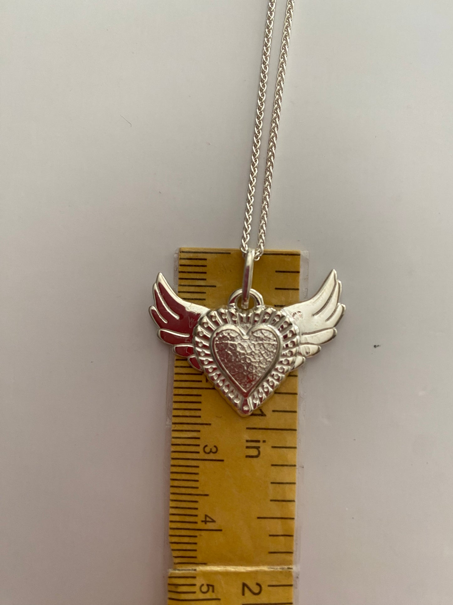 .925 Silver Heart with Wings Pendant with chain