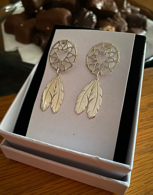 .925 Silver Dream Catcher Earrings